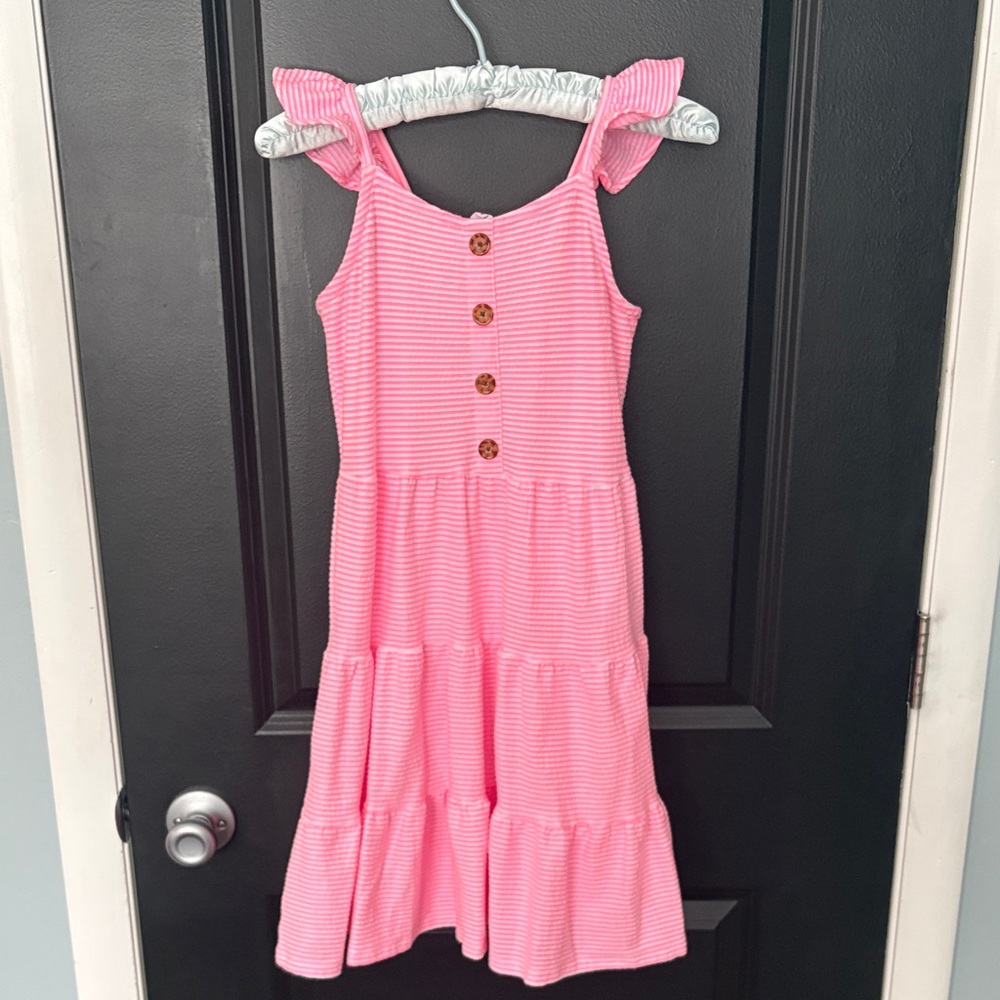 Fabkids pink white stripe dress size large 10/12